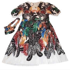 NWT Dalia Macphee Tropical Floral Midi Surplice Dress Size 3X